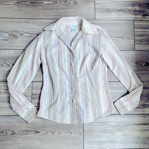 ANN TAYLOR Striped Button Down Women’s Work Shirt | Size XS